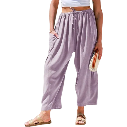 Womens Linen Wide Leg Pants