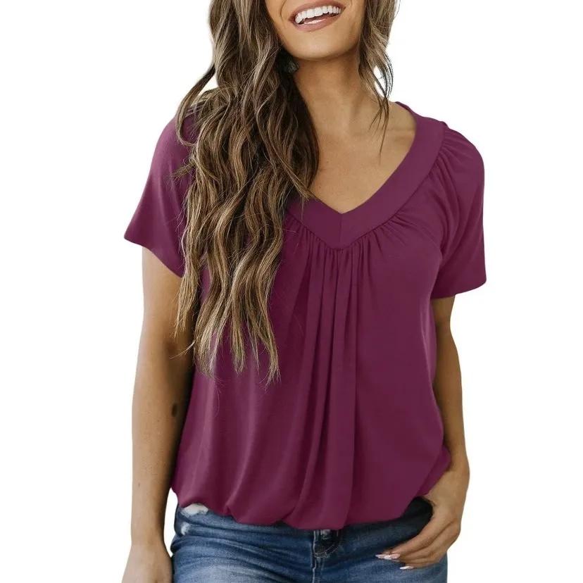 ✨Women's Casual Short Sleeve V Neck Basic T-shirts