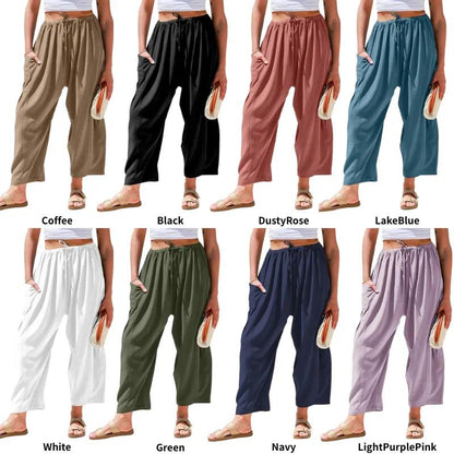 Womens Linen Wide Leg Pants