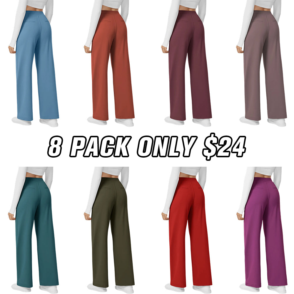 Flex High Waisted Pocket Straight Leg Work Pants